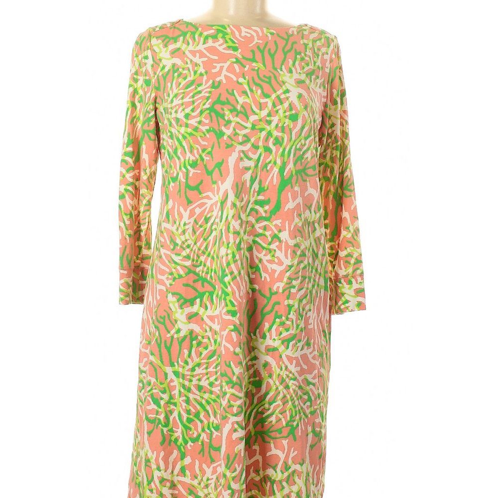 Crown & Ivy Palm Beach Coral Print Dress Medium